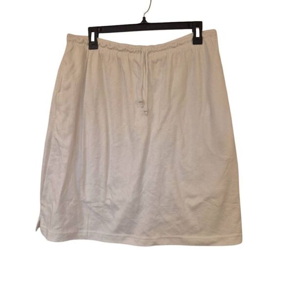 Woman Within Women's White Cotton/Poly Drawstring Skort w Pockets - Picture 2 of 11